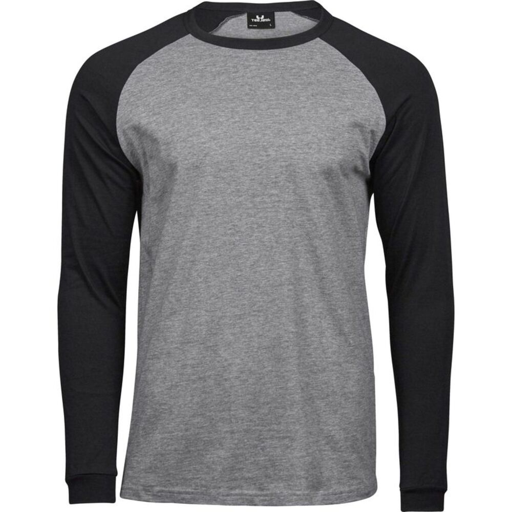Tee Jay Mens Heather Baseball T-Shirt / Heather Grey/Black